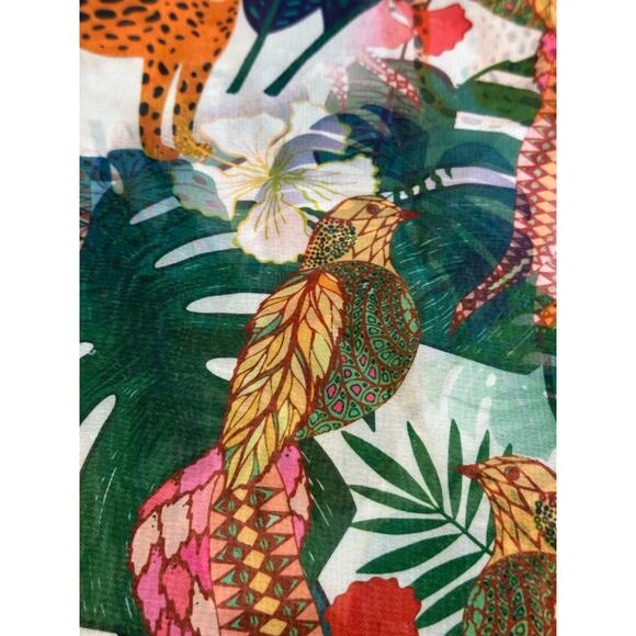 Lulla Collection by Bindya Tropical Animal Print Kimono Coverup Pom Fringe NWOT - Picture 9 of 12